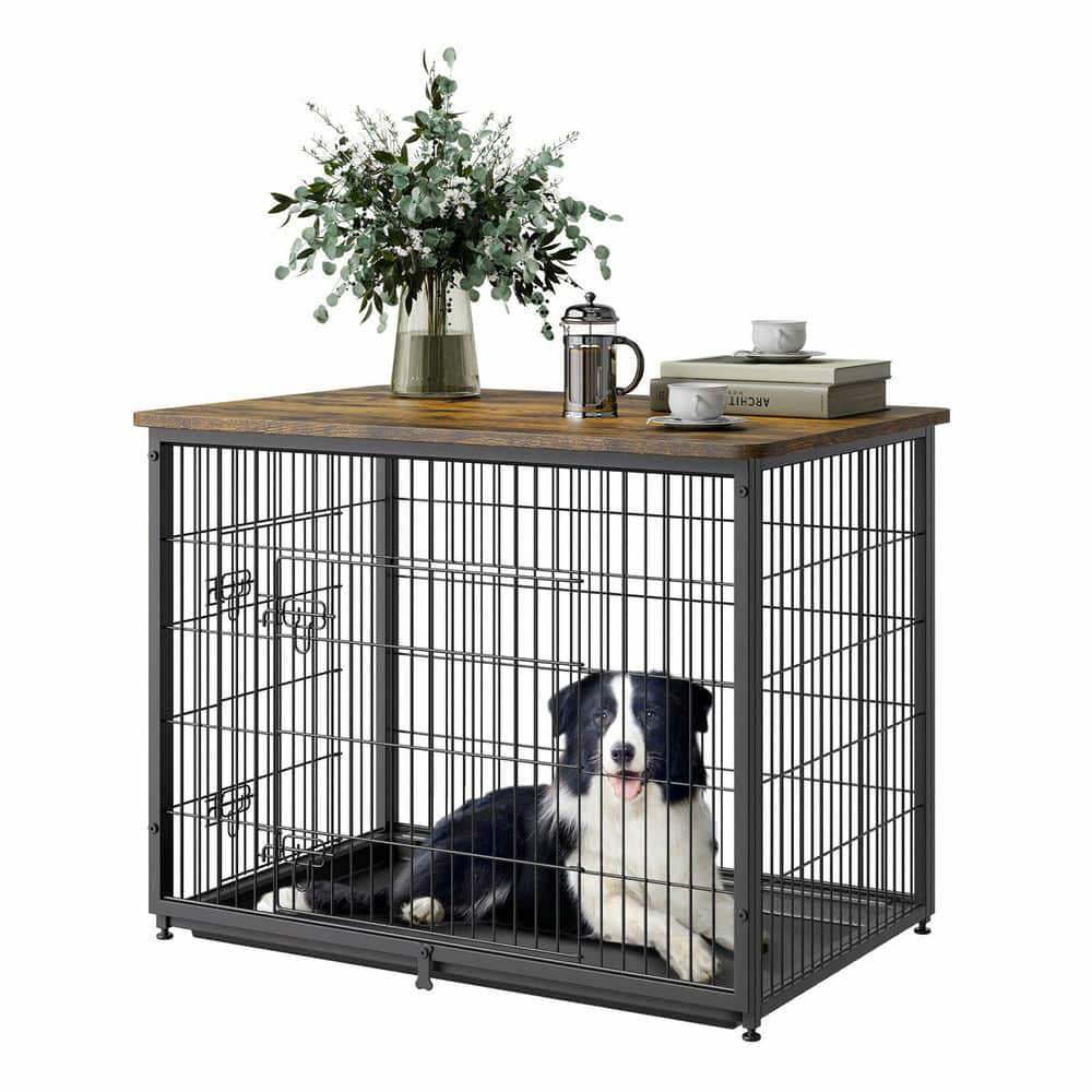 Photo inspiration: Pet Crate Solutions For Luxury Penthouses Reference: Choco Moon 44 Inch Wooden Dog Kennel With Tray Heavy