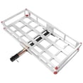 thumbnail image 1 of Choco Moon 49.4" Hitch Cargo Carrier, 500lbs Loading Capacity Trailer Hitch Mounted Cargo Basket, Rust-proof Aluminum Luggage Carrier Rack Fits 2" Hitch Receiver, Silver, 1 of 11