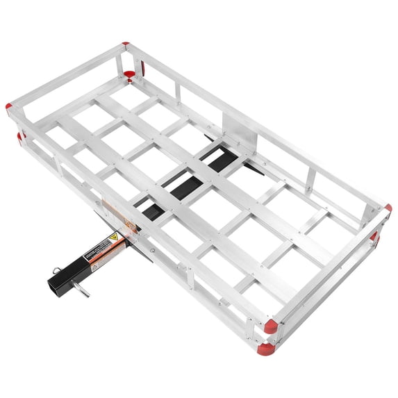Choco Moon 49.4" Hitch Cargo Carrier, 500lbs Loading Capacity Trailer Hitch Mounted Cargo Basket, Rust-proof Aluminum Luggage Carrier Rack Fits 2" Hitch Receiver, Silver