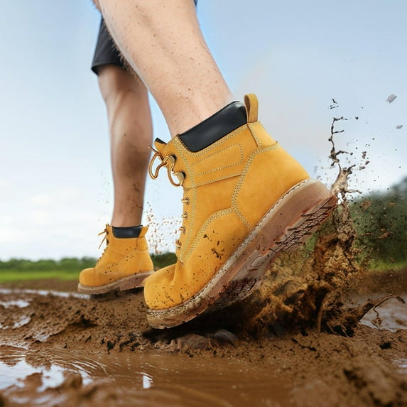 Choco Moon Durable Steel Toe Work Boots US 11, Waterproof Non-Slip Men's Heavy Duty Shoes, Safety Toe Shoes for Men, Industrial Duty Work Shoes