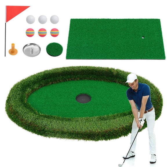 Choco Moon Floating Golf Green Oval Floating Chipping for Pool, Golf Training Aids
