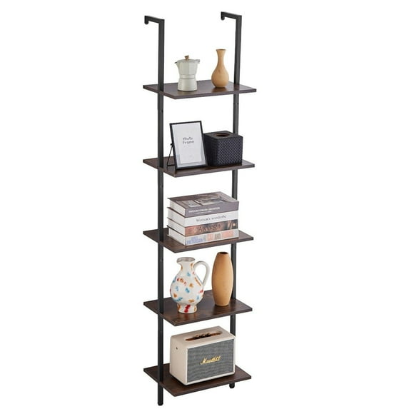 Choco Moon Industrial Pipe Shelf 5-Tier 15.6x11.8in, Wall-Mount, Bedroom Storage, Sturdy Steel, Space-Saving, Modern Design