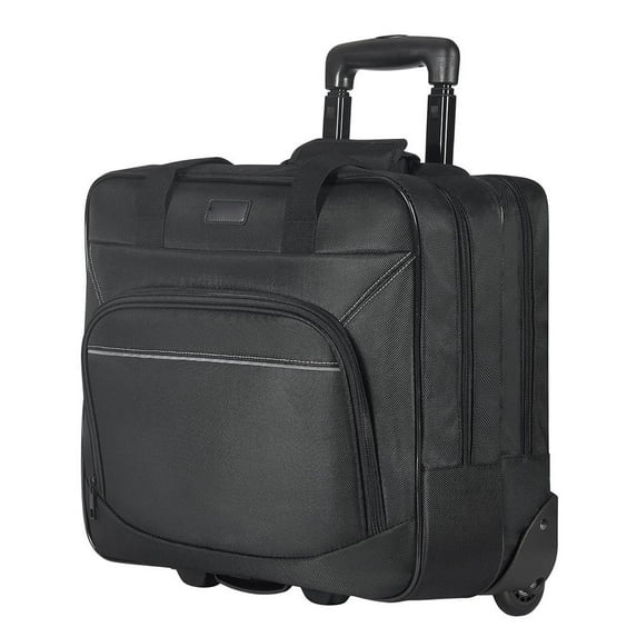 Choco Moon Rolling Laptop Bag, 15.6" Wheeled Briefcase, Compact Business Bag for Women & Men, Sleek Black Design, Easy Carry for Work & Travel