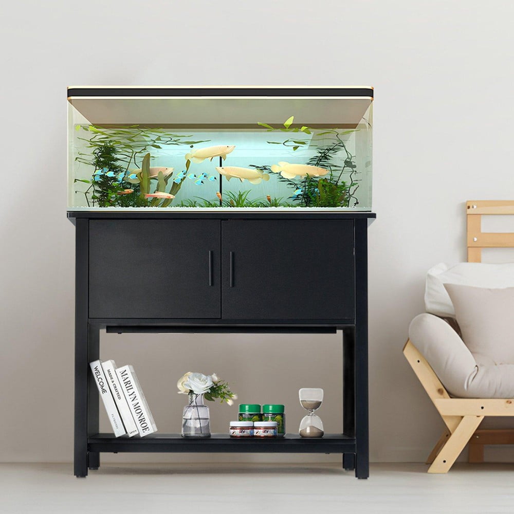 Choco Moon Sturdy 40-Gallon Aquarium Stand, Black MDF & Steel Frame, 36 ...