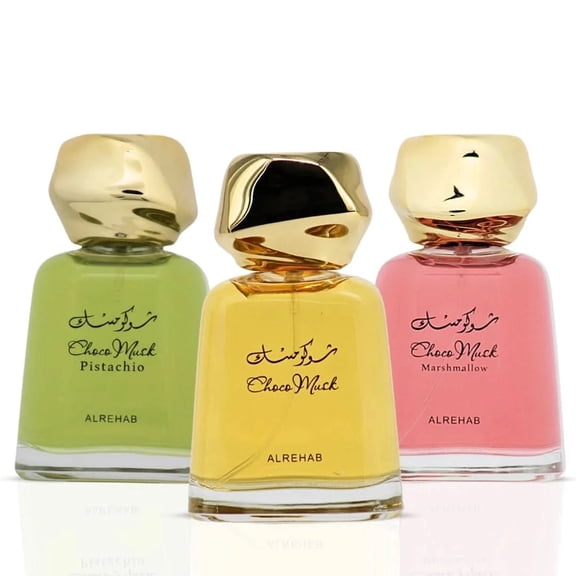 Choco Musk, Choco Musk Pistachio & Choco Musk Marshmallow Eau de Parfum Sprays 100ml (3.4 oz) by Al Rehab (Bundle)