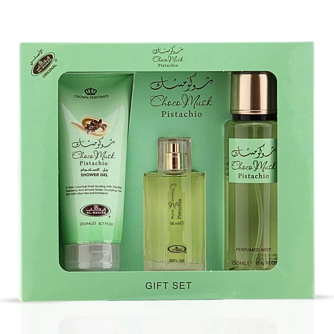 Choco Musk Pistachio 3-Piece Perfume Gift Set by Al Rehab (Gift