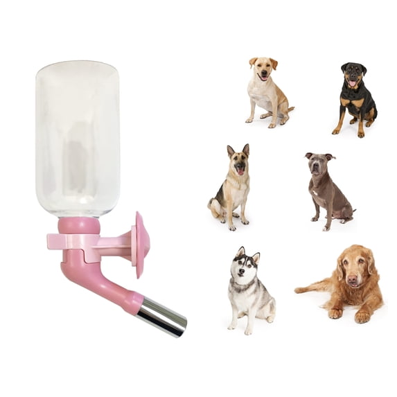 Choco Nose Patented Large Dog No-Drip Water Bottle/Feeder ONLY for Large Size Dogs Over 50 lbs - for Wire Cages, Crates or Kennels. 16 oz. X-Large Nozzle 22mm, Pink (C570)