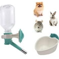 thumbnail image 1 of Choco Nose Patented No-Drip Water Bottle/Feeder and Detachable Food Dish Set for Puppies/Toy Breed Dogs/Rabbits/Cats/Chinchillas and Other Small Pets and Animals 10.2 Oz Nozzle 13mm, Aqua(C528 C607), 1 of 5