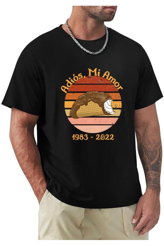 Choco Taco Adios Mi Amor Funny Dessert Farewell Retro Nostalgia T-shirt, for men & women, up to size 5XL.