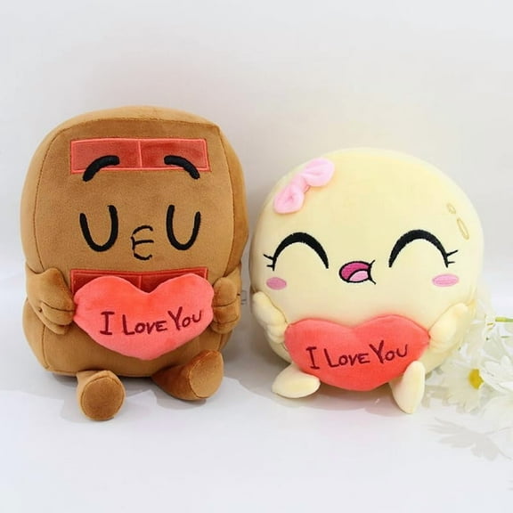 Choco and Pancake Plush,Choco and Pancake in Love Plushy Dolls Cartoon Figure for Girls and Boys Gift (2PCS), 18-20cm