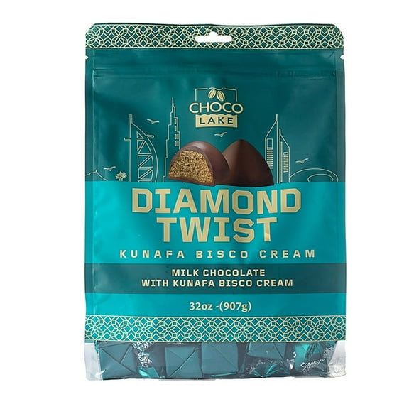 ChocoLake Diamond Twist Kunafa Bisco Cream Chocolates, 32 oz
