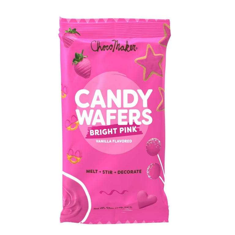 Chocomaker Bright Pink Vanilla Flavored Candy Wafers 12oz