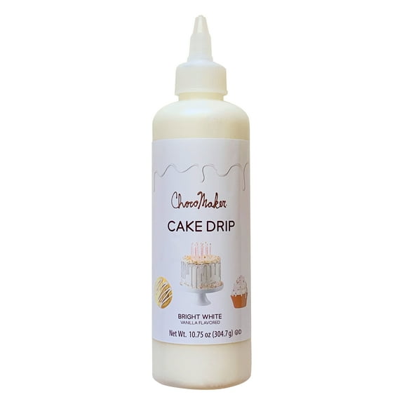 ChocoMaker Bright White Vanilla Flavored Cake Drip, 10.75oz Microwavable Bottle
