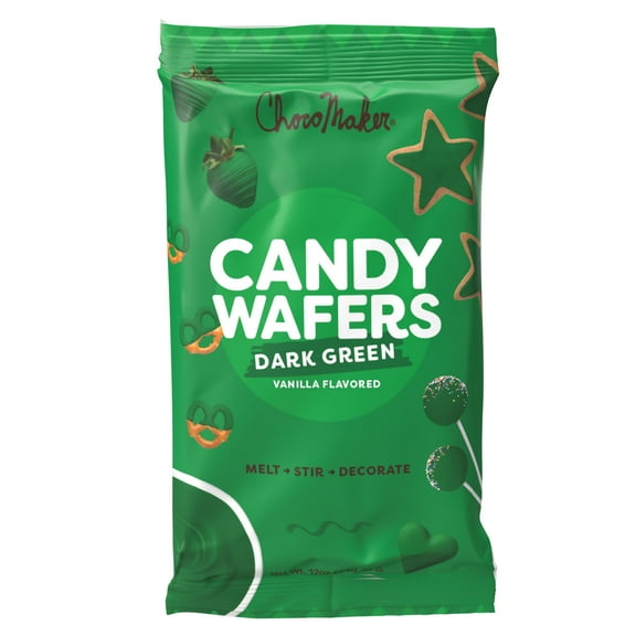 ChocoMaker Dark Green Vanilla Flavored Candy Wafer Melts, 12 oz (340.2g), Gluten Free, Wheat Free