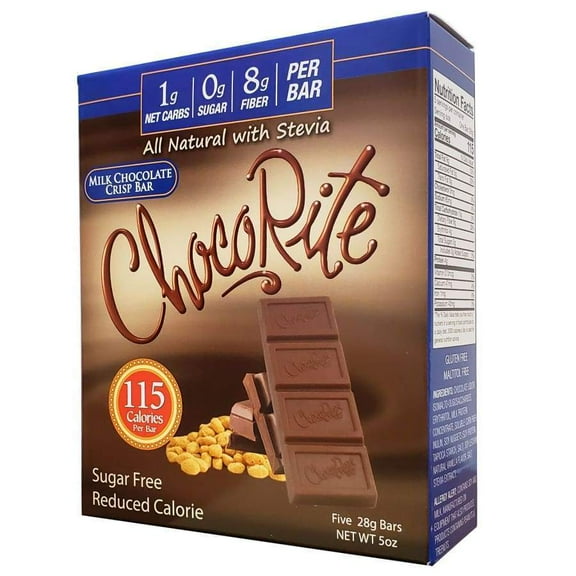 ChocoRite Sugar-Free Milk Chocolate Crisp Bars - 5/Box