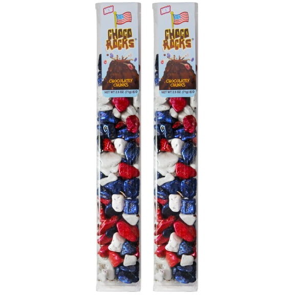 ChocoRocks Chocolate Candy Pebbles - American Spirit Mix - Resealable Package - Two 2.5 oz Tubes By CandyKorner