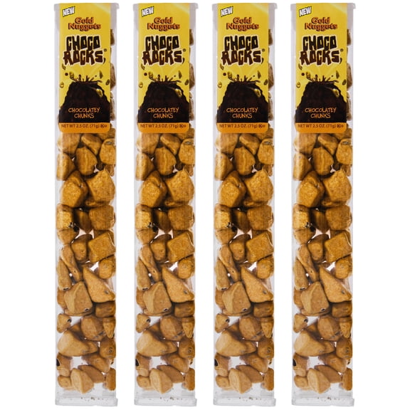 ChocoRocks Chocolate Candy Pebbles - Gold Nuggets - Resealable Package - Four 2.5 oz Tubes By CandyKorner