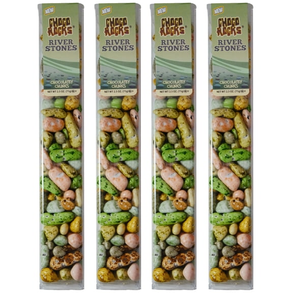 ChocoRocks Chocolate Candy Pebbles - Riverstone Mix - Resealable Package - Four 2.5 oz Tubes By CandyKorner