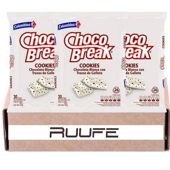 Chocobreak (Pck of 3) a colombian white Chocolate filled with cookies Bag of 30 Colombian Candy Colombian Snack food Dulce colombiano Mekato Colombiano Colombian gift