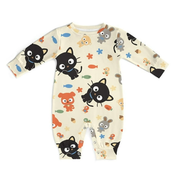 Chococat Baby Footless Rompers, Long Sleeve Baby Onesie Jumpsuit for Boys Girls