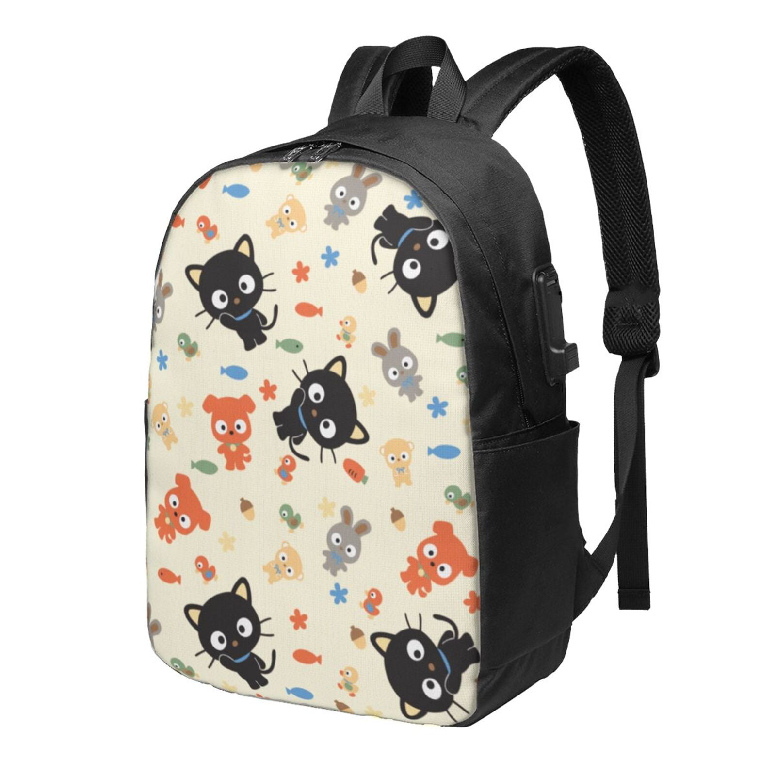 Chococat Backpack with USB Charging Port, Travel Laptop Backpack, Water Resistant Computer Bag, Durable Daypack, Fit 16 Inch Notebook