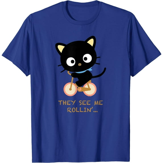 Chococat Bicycle DTG Print Unisex T-Shirt,Royal Blue Color,Size 2T