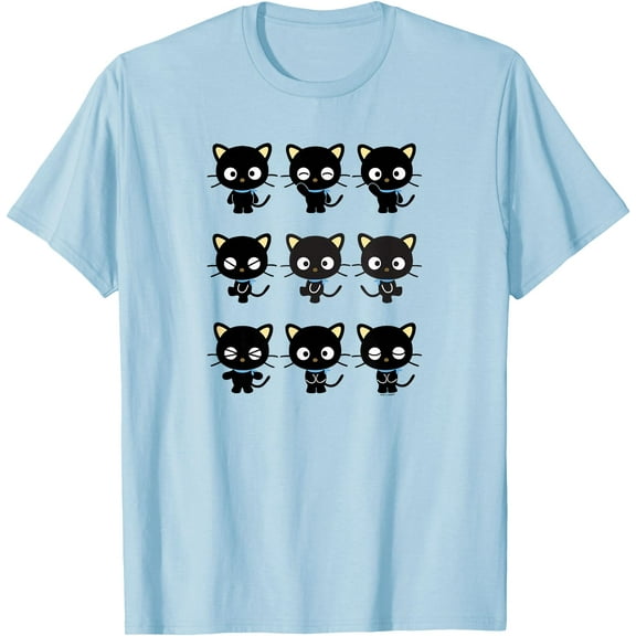 Chococat Many Expressions Cute DTG Print Unisex T-Shirt,Light Blue Color,Size XL
