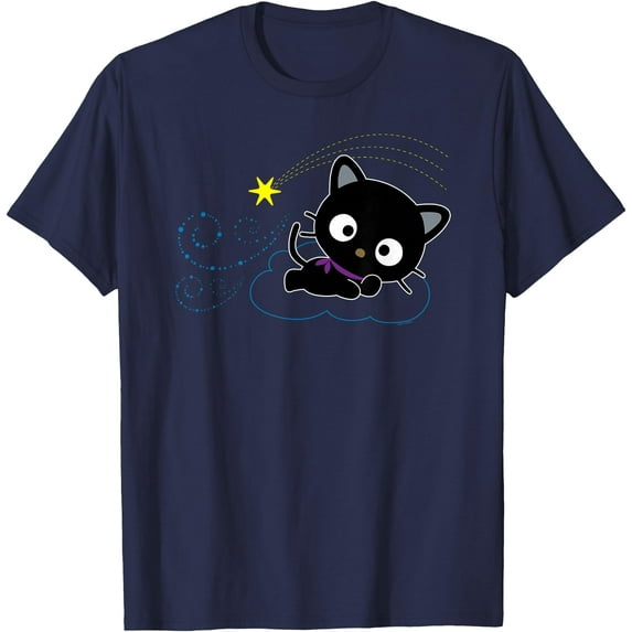 Chococat Shooting Star DTG Print Unisex T-Shirt,Navy Color,Size YL