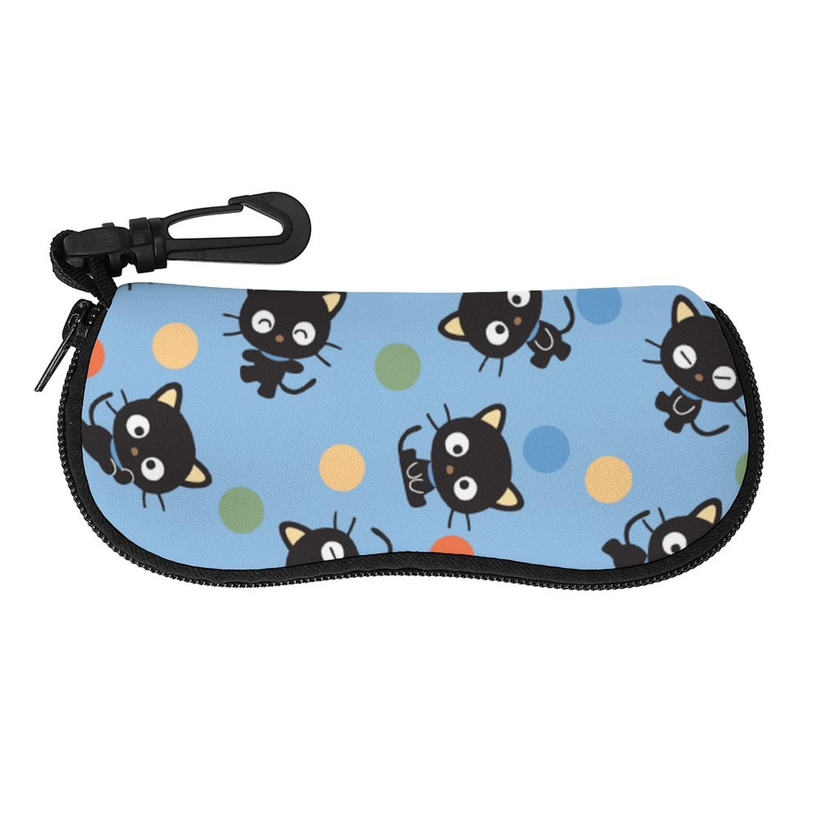 Chococat Sunglasses Case, Ultra-Light Neoprene Zipper Eyeglass Case with Belt Clip, Soft Protective Glasses Pouch, 7.1x3.1 Inch