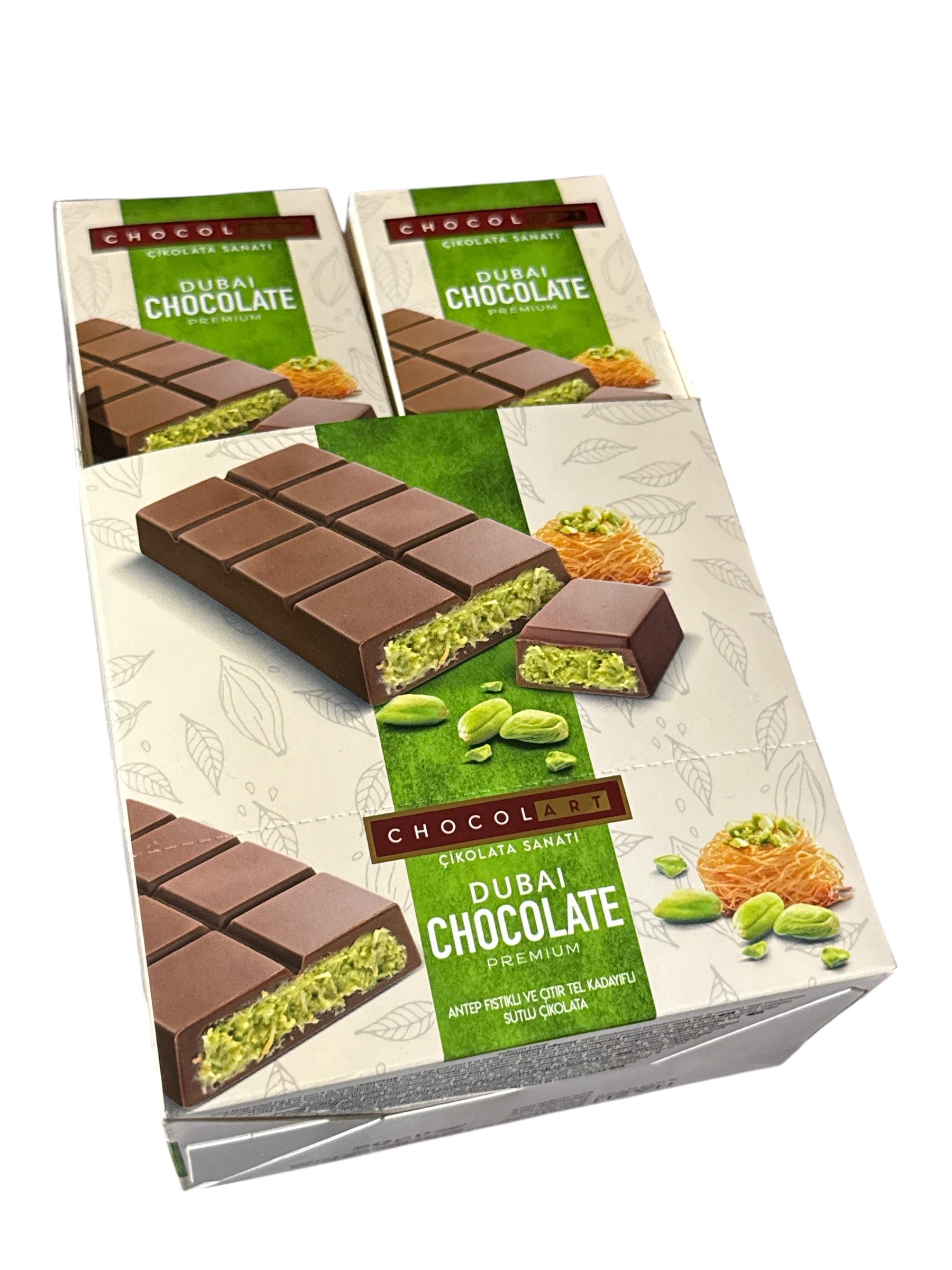 Chocolart Dubai Chocolate Premium Antep Pistachio & Crispy Kadaifis Middle Eastern Flavors 6 Pack