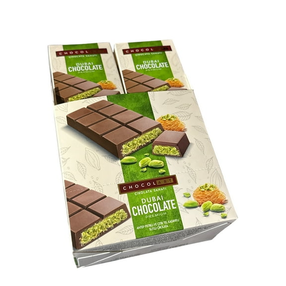 Chocolart Dubai Chocolate Premium Antep Pistachio & Crispy Kadaifis Middle Eastern Flavors 6 Pack