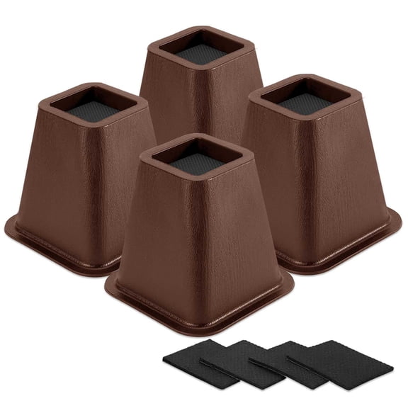 Chocolat Brown 4 Pack Furniture Risers 6 Inch Heavy Duty Square Leg Lifts For Table Desk Couch Chair Sofa Cabinet Bed