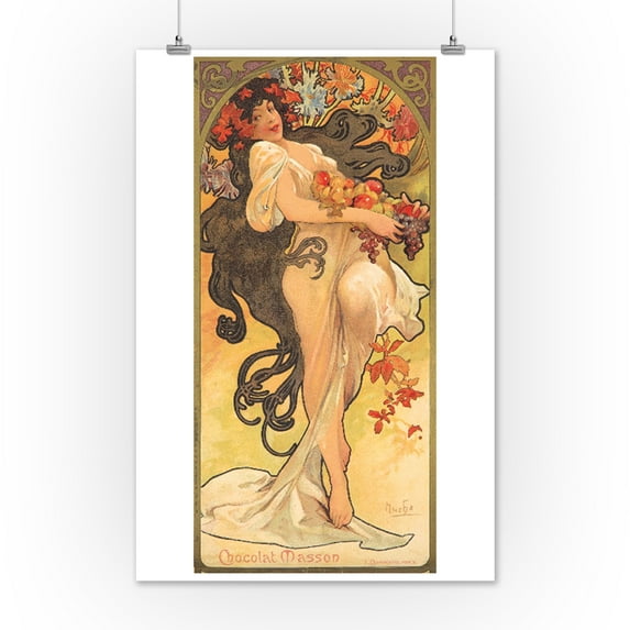 Chocolat Masson - Chocolat Mexicain Vintage Poster (artist: Mucha) France c. 1896 (12x18 Art Print, Wall Decor Travel Poster)