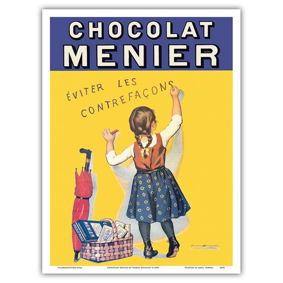 Chocolat Menier - Éviter Les Contrefaçons (Beware of Imitation) - French Chocolate Company - Vintage Advertising Poster by Firmin Bouisset c.1893 - Master Art Print (Unframed) 9in x 12in