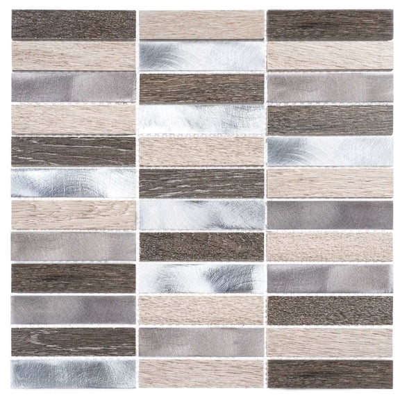 Chocolat Stacked 1" x 4" Porcelain/Metal Mosaic Tile