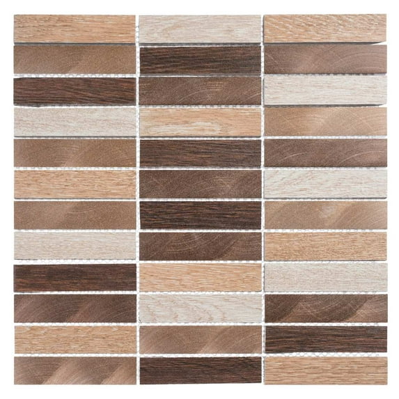 Chocolat Stacked 1" x 4" Porcelain/Metal Mosaic Tile