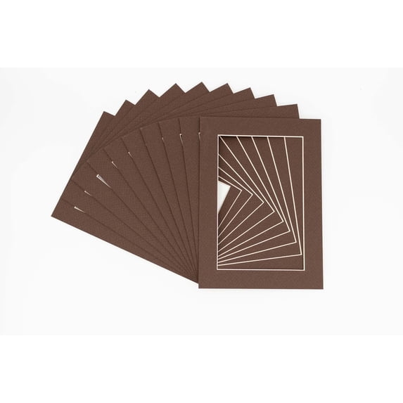 Chocolate Acid Free 10x12 Picture Frame Mats with White Core Bevel Cut for 8x10 Pictures - Fits