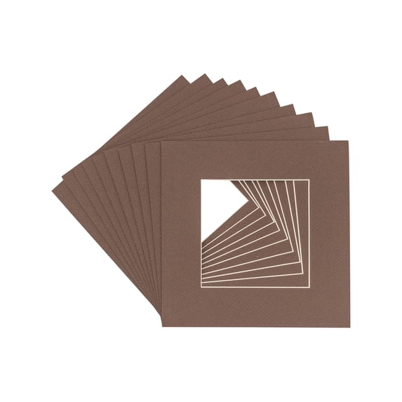 Chocolate Acid Free 7x7 Square Picture Frame Mat with White Core Bevel Cut for 5x5 Pictures - Fits