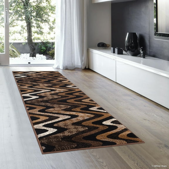 Chocolate AllStar Modern Runner. Contemporary Woven Area Rug. Drop-Stitch Weave Technique. Carved Effect (2' 0" x 7' 0")