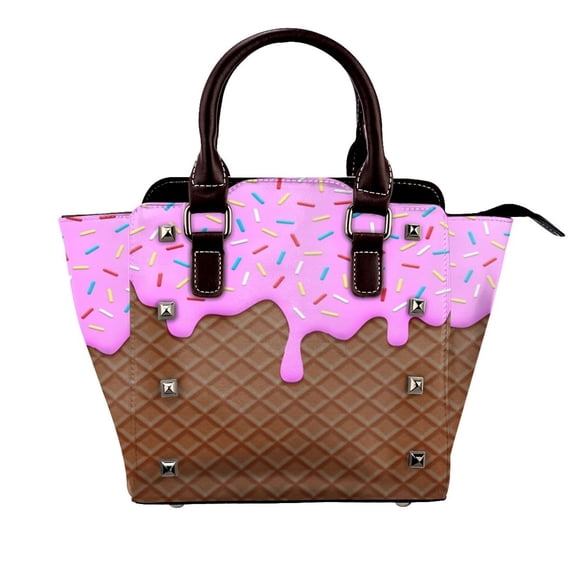 Chocolate And Strawberry Icecream Rivet Fashion One-Shoulder Women's Handbag Tote Bag