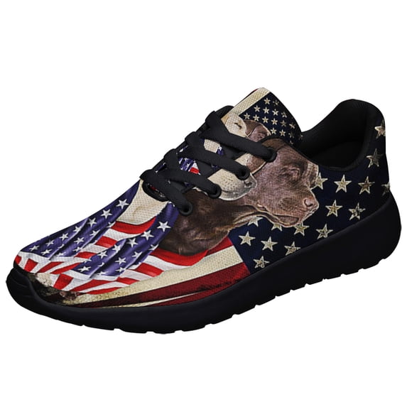 Chocolate And Yellow Labrador Retrievers American flag Patriot Shoes Sneakers Black Size 3.5
