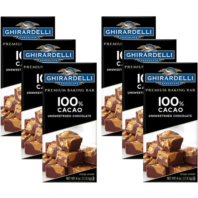Chocolate Baking Bar, 100 Cacao Unsweetened Chocolate, 4Ounce Bars
