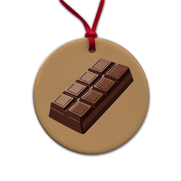 Chocolate Bar Candy Christmas Tree Holiday Round Ceramic Ornament