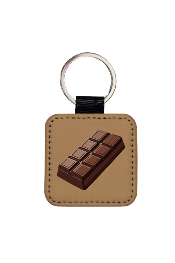 Chocolate Bar Candy Faux Leather Square Keychain
