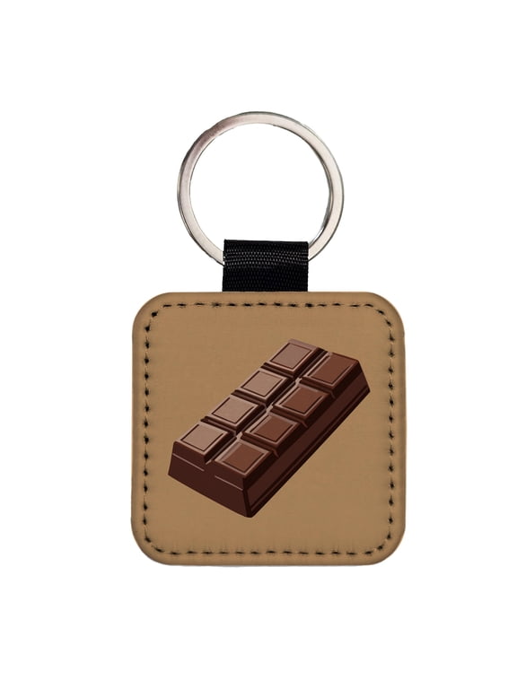 Chocolate Bar Candy Faux Leather Square Keychain