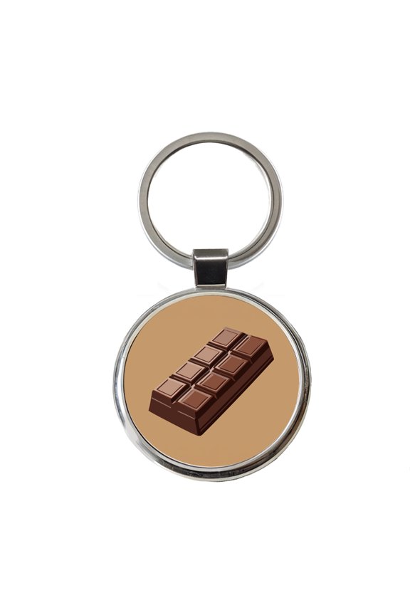 Chocolate Bar Candy Metal Round Keychain
