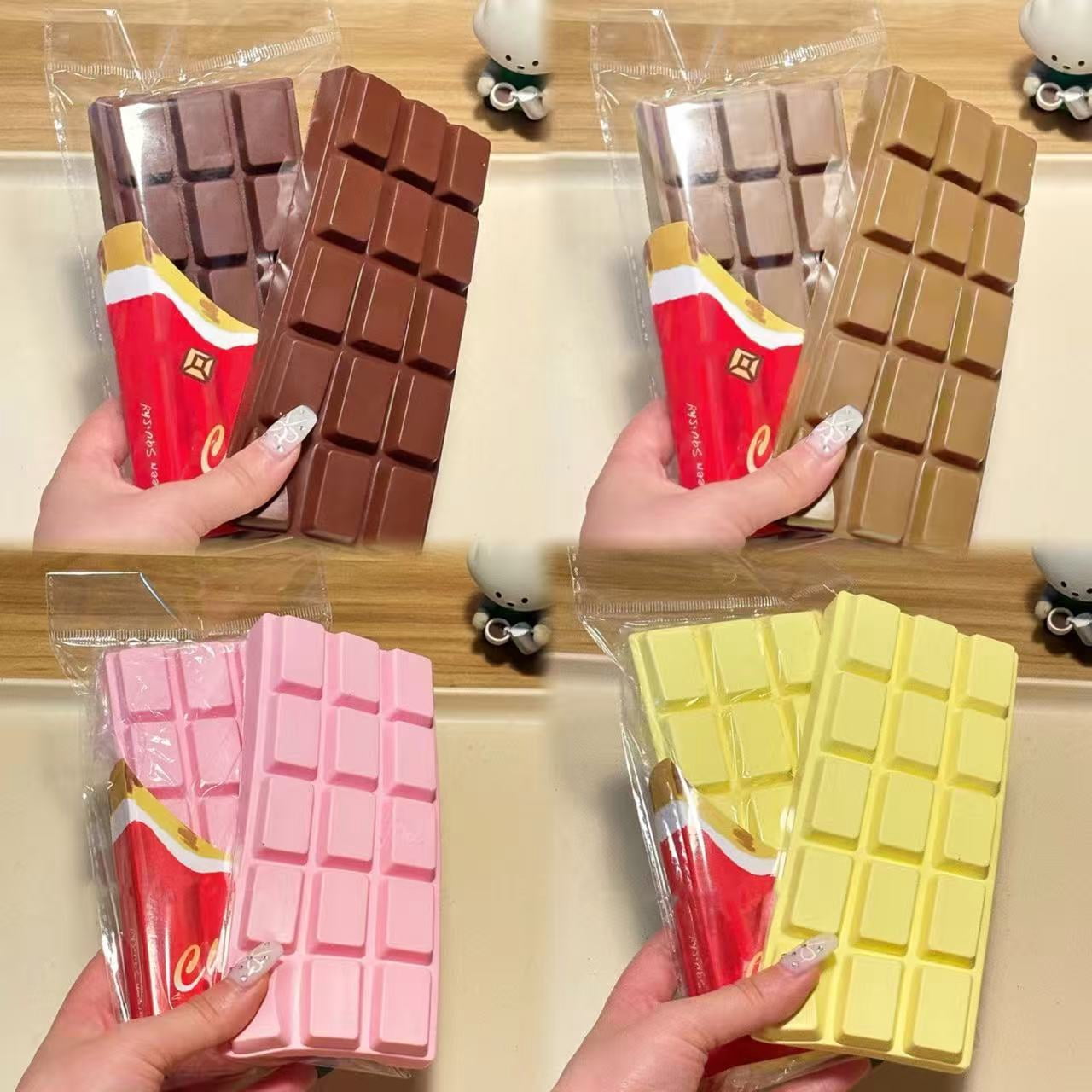 Chocolate Bar Moist Slow Rising Squishy, Chocolate Stress Ball Fidget Squeeze Ball for Adults Anti Stress & ASMR Sensory Tools Gifts
