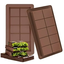 Chocolate Bar Mold 2 Pack,Non-Stick Deep Dubai Chocolate Bar Molds,Silicone,Rectangular Prism,Chocolate Color
