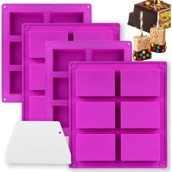 Chocolate Bar Mold 24-Cavity Rice Snacks Treat Molds Silicone Candy Bar Molds, Rectangle Chocolate Molds for Chocolate Brownie Cornbread Pudding Butter Mould (1 Inch Depth)
