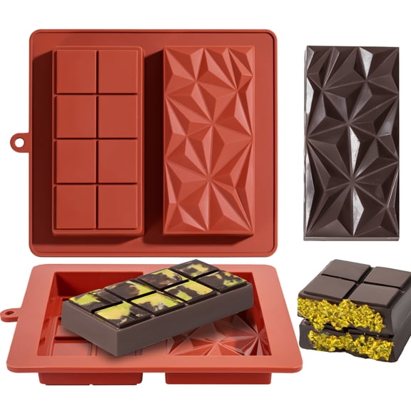 Chocolate Bar Mold Deep Dubai 1 Inch 2pcs Pistachio Chocolate Bar Silicone Thick Mold